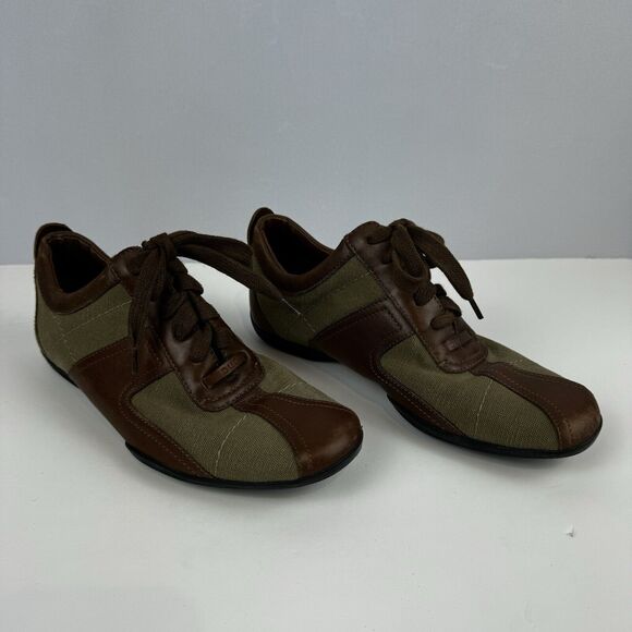 Gucci Olive Green Canvas and Leather Sneakers Size 5.5B EU35.5 Casual Sport VTG - Picture 7 of 16